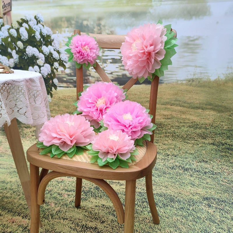 Mybbshower Pinks Flowers Decoration (11''-7'' Assorted) 6 pcs Artificial Tissue Paper Peony Nursery Wall Bridal Shower Centerpiece Baby Girl Birthday Tea Party - Image 5